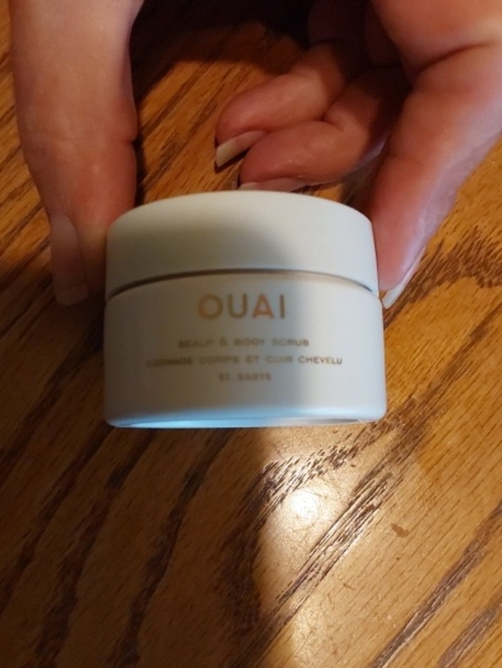 OUAI White Scalp & Body Scrub Jar